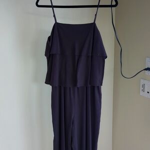 Dark Brown Cropped Pantsuit with Ruffle Top